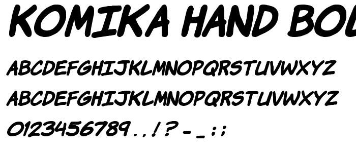 Komika Hand Bold Italic police